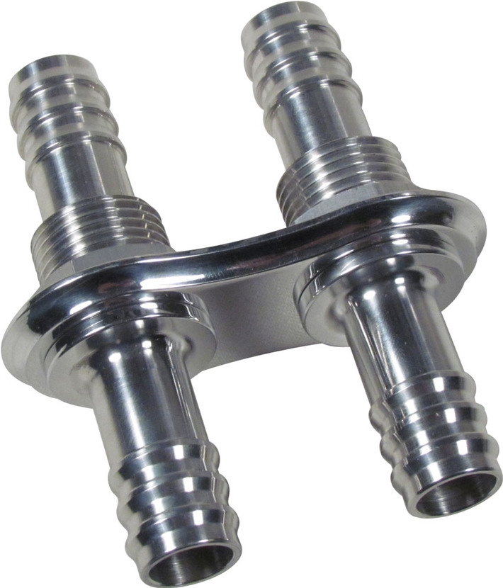 2 Way Heater Bulkhead Polished With Push On Heater Fittings